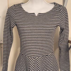 Black and gray striped skater dress